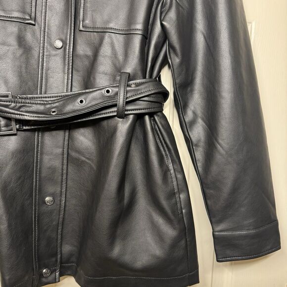 Rebecca Minkoff Women's Vegan Leather Shirt Jacket Black Size Small PRISTINE - Picture 3 of 8